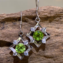 Load image into Gallery viewer, Natural Peridot and Natural White Sapphire Earrings
