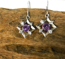 Load image into Gallery viewer, Natural Amethyst and Natural White Sapphire Earrings
