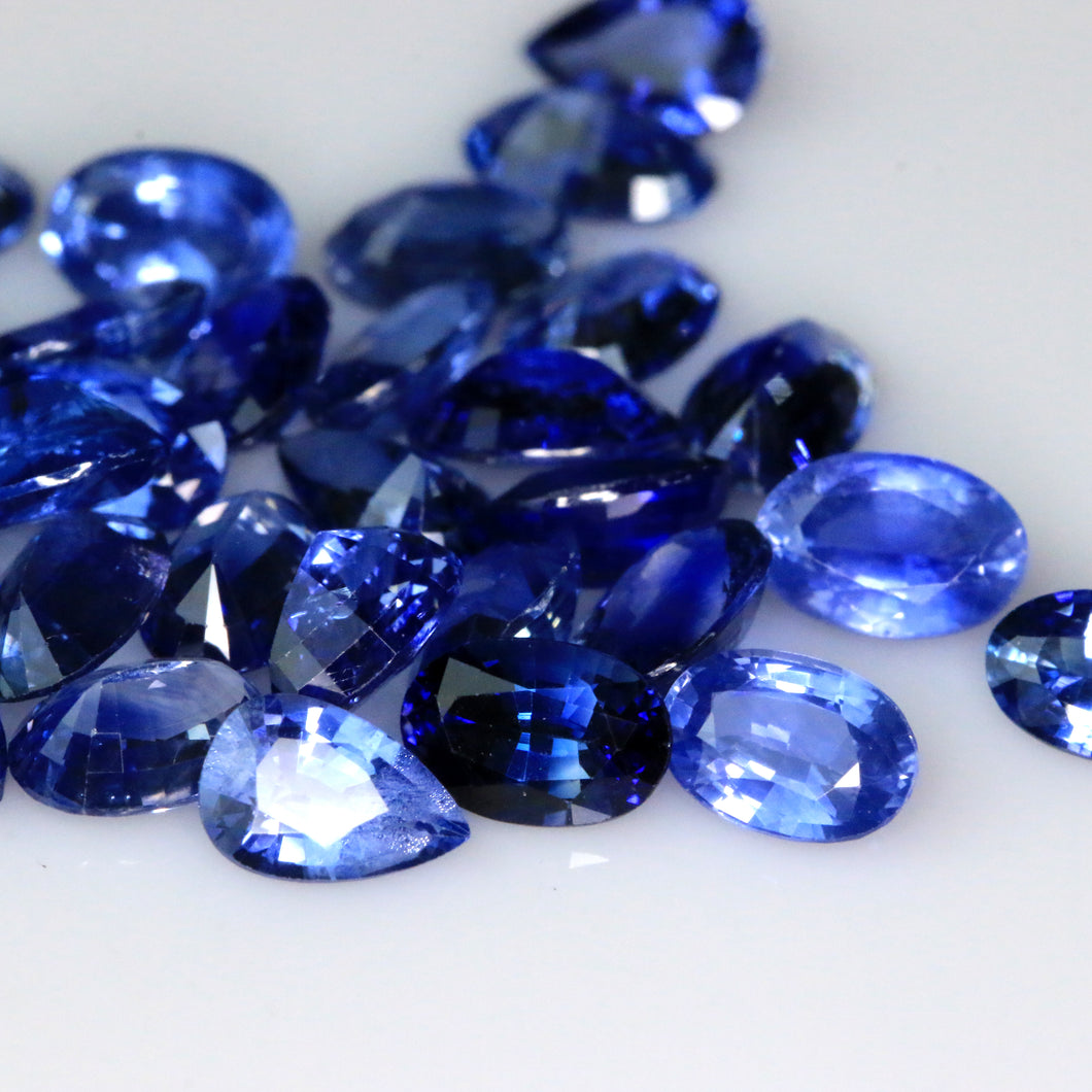 6x4mm Oval/Pear (R ) Natural  Blue Sapphire (100.98Ct)