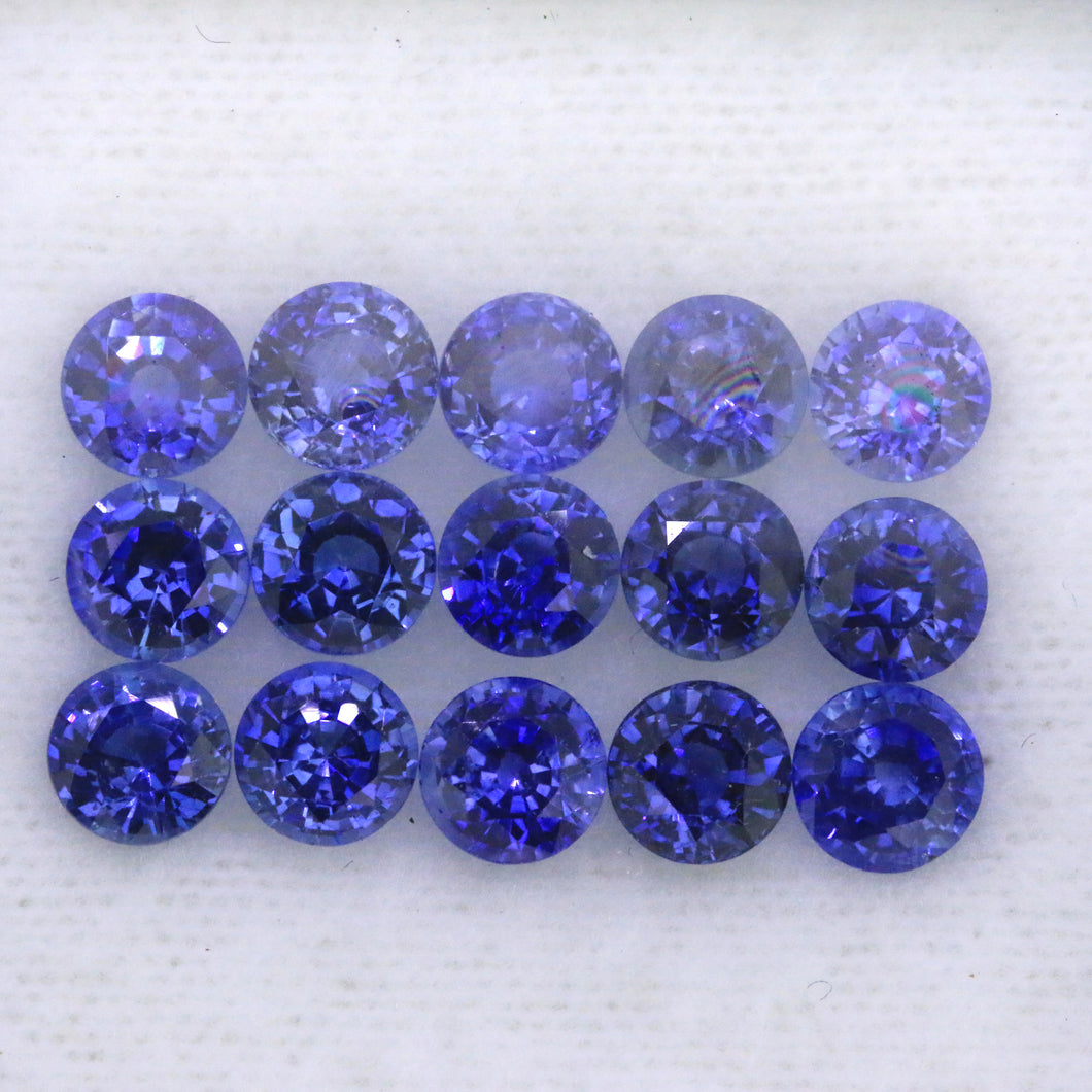 4.5mm Round (D) Blue Sapphire (7.16ct/15 Pcs)