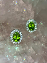 Load image into Gallery viewer, Natural Peridot and Natural White Sapphire Earrings

